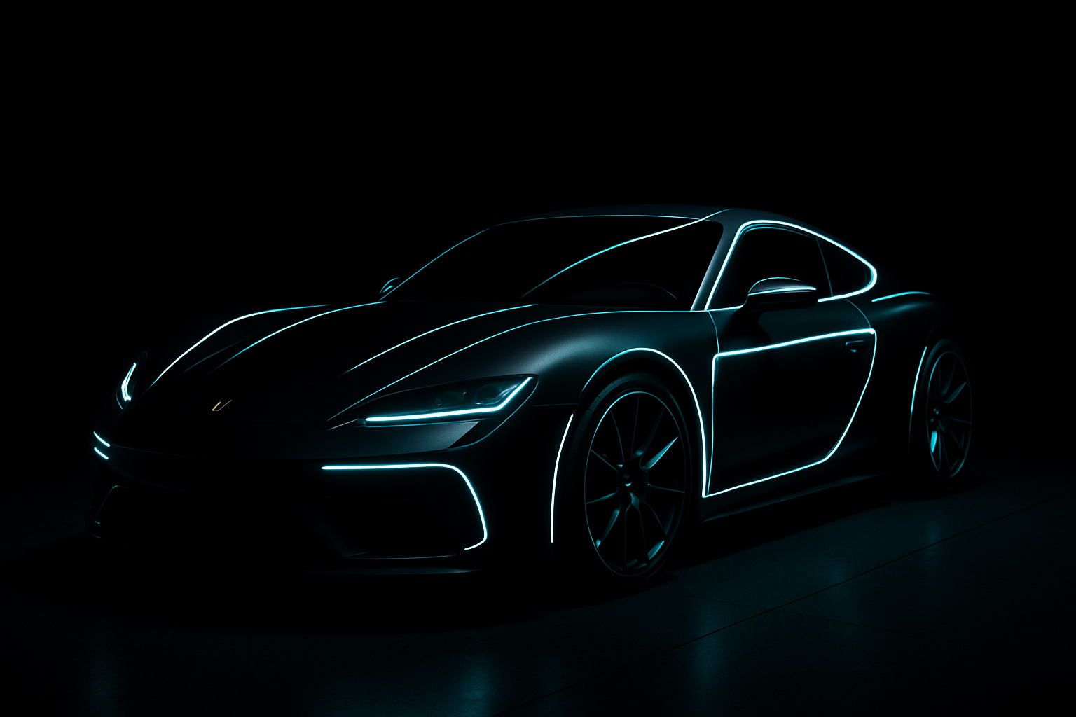 Neon Contour Sports Car